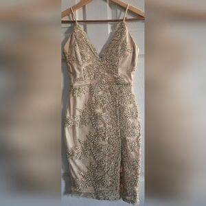 Elegant Gold Lace Dress